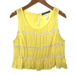 Finn & Clover Yellow Daisy Chain Cropped Tank Top Size Medium